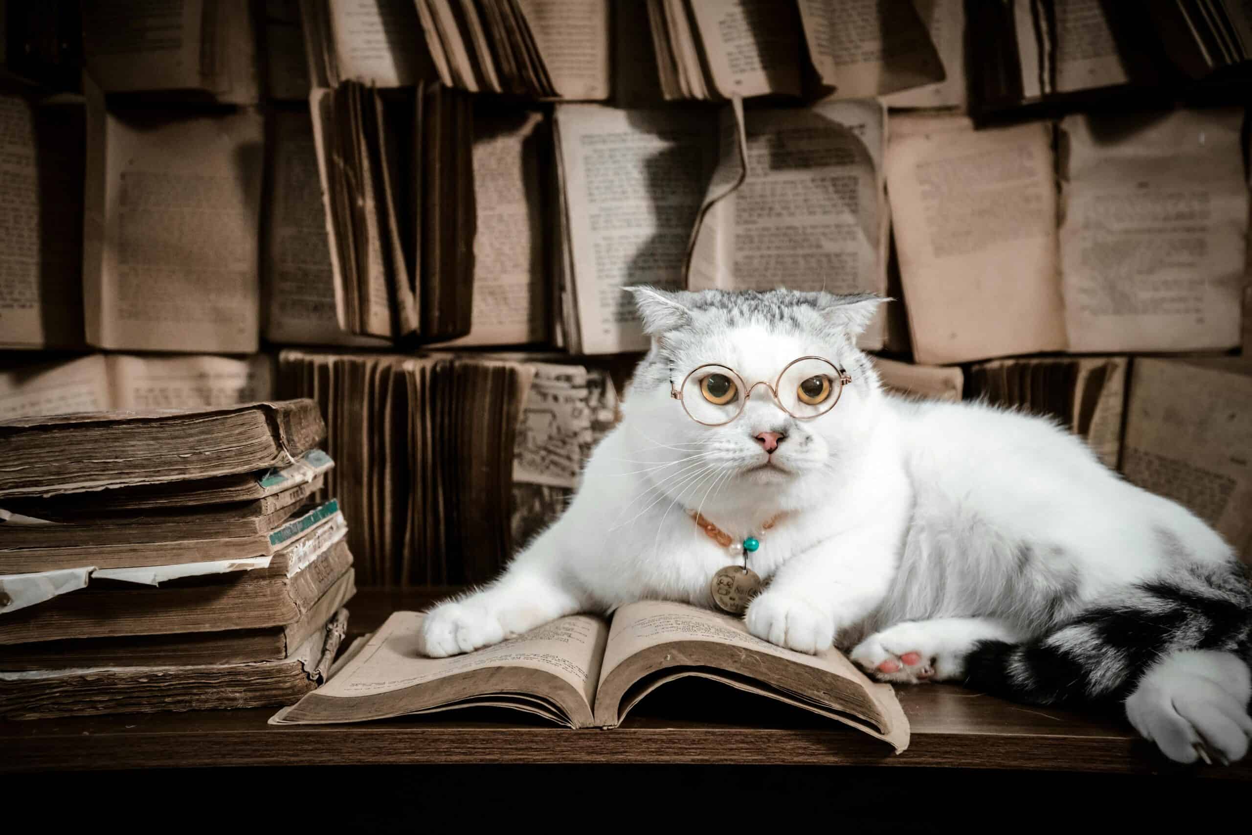 Katt med bøker pexels-pet-foto-17802938